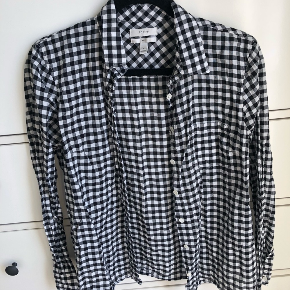 J. Crew Gingham Button Down Shirt, Size 4
